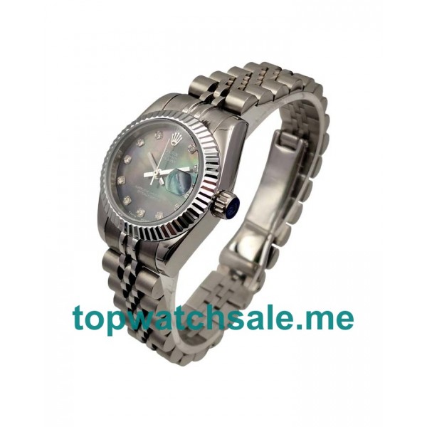 UK 26MM Black Mother Of Pearl Dials Rolex Lady-Datejust 79174 Replica Watches