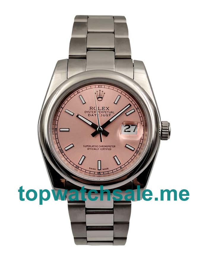 UK 36MM Pink Dials Rolex Datejust 116200 Replica Watches