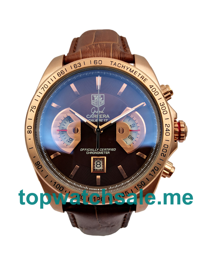 UK 44MM Red Gold Replica TAG Heuer Grand Carrera CAV514C.FC8171 Watches