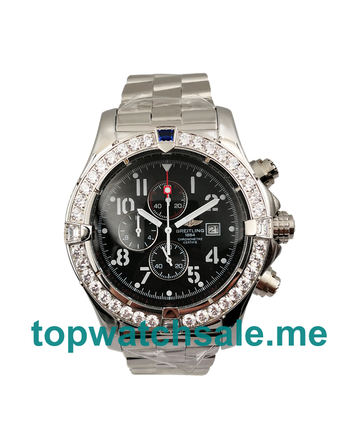 UK Best Quality Breitling Super Avenger A13370 Fake Watches With Black Dials For Men