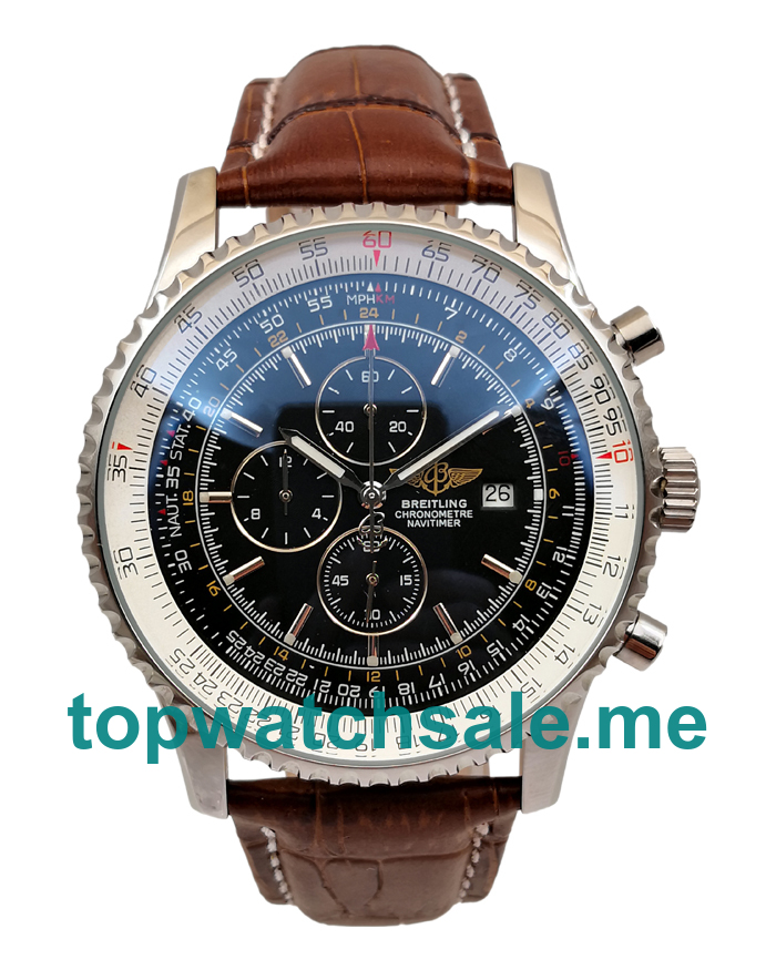 UK 46MM Black Dials Breitling Navitimer World A24322 Replica Watches