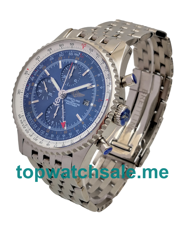 UK Cheap Breitling Navitimer World A24322 Replica Watches With Blue Dials For Men